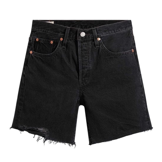 Levis Dames/Dames 501 Mid Thigh Shorts (Zwart) - Image 1