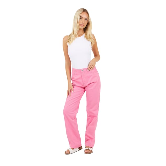 Brave Soul Para-jeans met middelhoge taille en rechte pijpen voor dames (Fuchsia) - Image 1