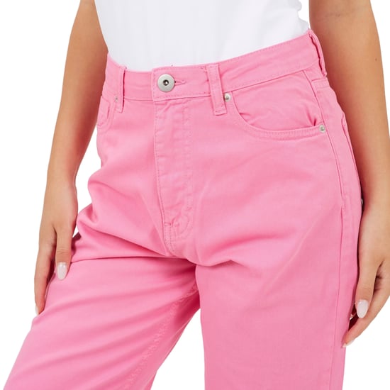 Brave Soul Para-jeans met middelhoge taille en rechte pijpen voor dames (Fuchsia) - Image 4