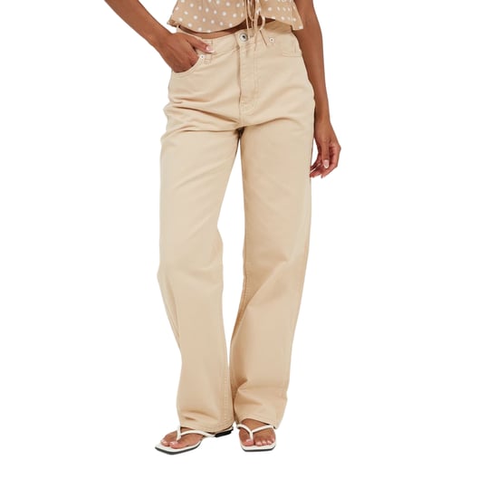 Brave Soul Para-jeans met middelhoge taille en rechte pijpen voor dames (Zand) - Image 2