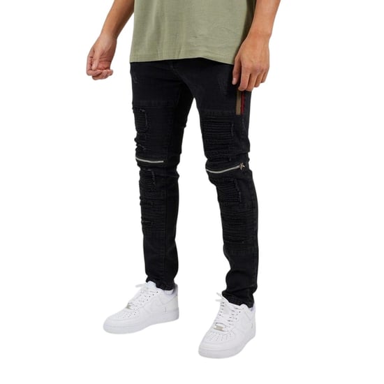 Brave Soul Heren Elba Denim Biker Slim Jeans (Zwart) - Image 1