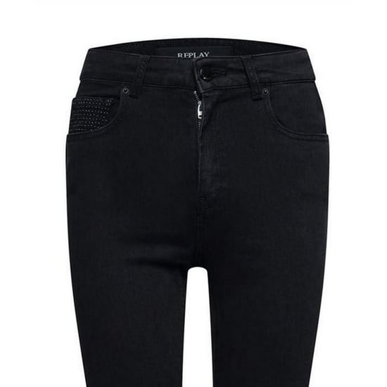 Replay Slim-fit jeans voor dames van een katoenmix met gerafelde randen (Grijs) - Image 3