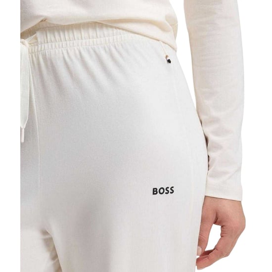 Boss Pyjamasbyxor i bomull med logotyp för kvinnor/damer (Vit) - Image 5