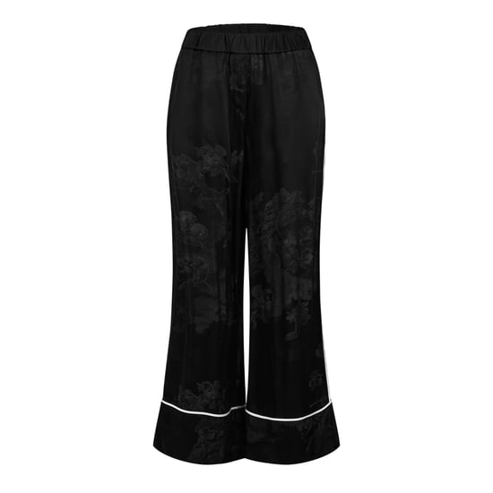 Off White Pyjama-broek met bloemenpatroon en wijde pijpen voor dames (Zwart) - Image 1