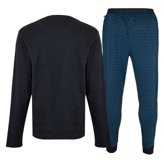 Boss Geometrische lange pyjamaset voor heren (Donkerblauw) - Image 2
