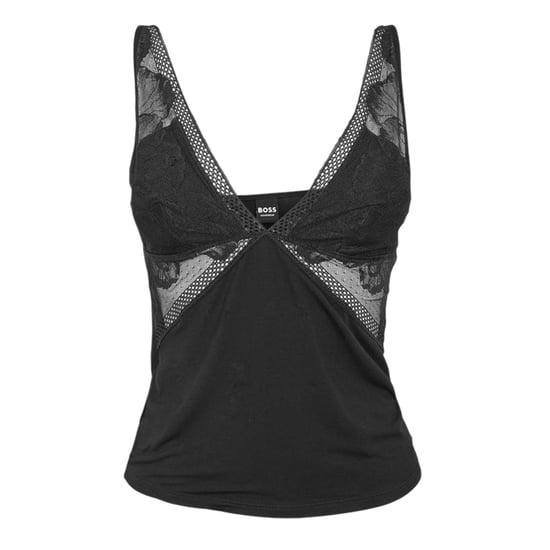 Boss Pyjamatop voor dames met pioenrozenmotief (Zwart) - Image 1
