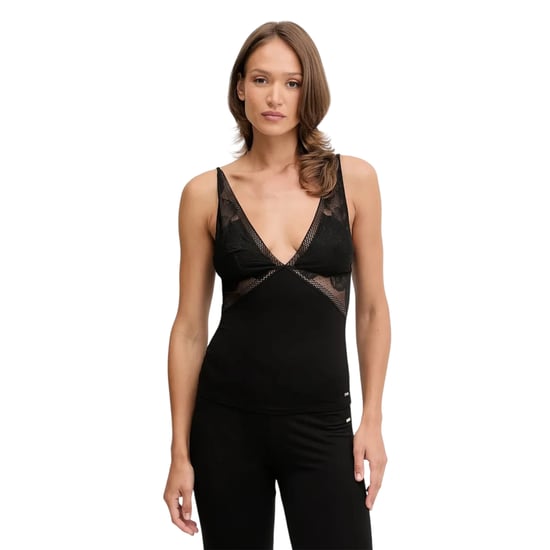 Boss Pyjamatop voor dames met pioenrozenmotief (Zwart) - Image 3