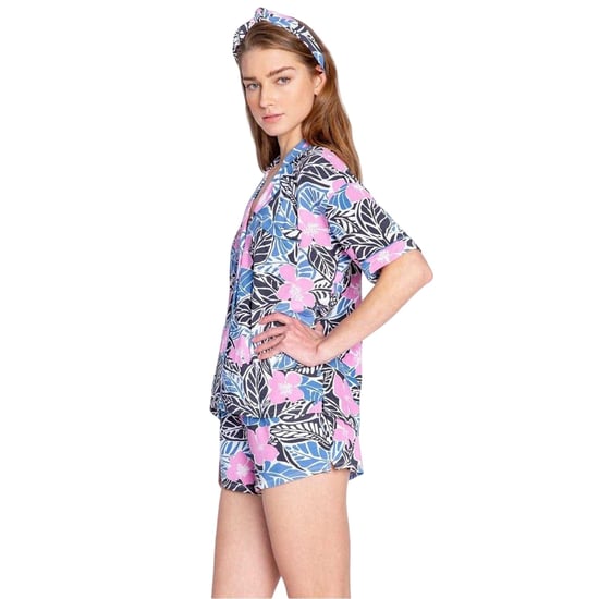 PJ Salvage Pyjamaset med kortbyxor och palmtryck för kvinnor/damer (Flerfärgad) - Image 4