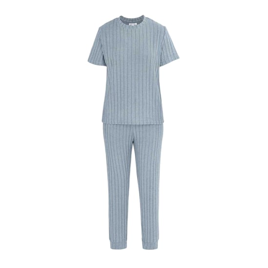 Miso Pyjamaset med korta ärmar i bomullsblandning för kvinnor/damer (Grått) - Image 1