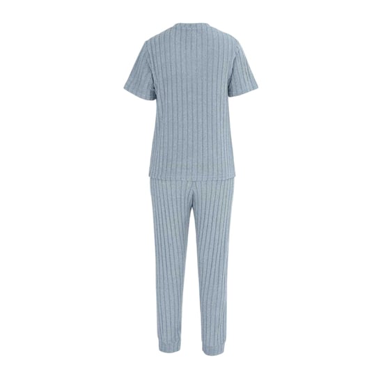 Miso Pyjamaset med korta ärmar i bomullsblandning för kvinnor/damer (Grått) - Image 2