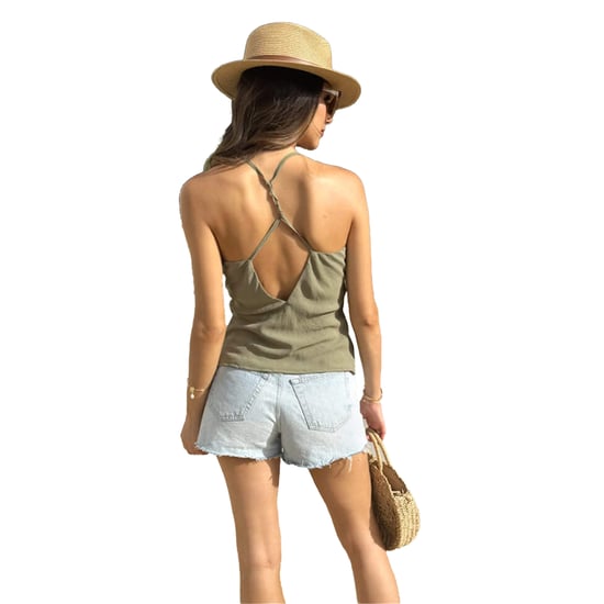 AX Paris Camisole met gekreukelde stof en col voor dames (Kaki Groen) - Image 2