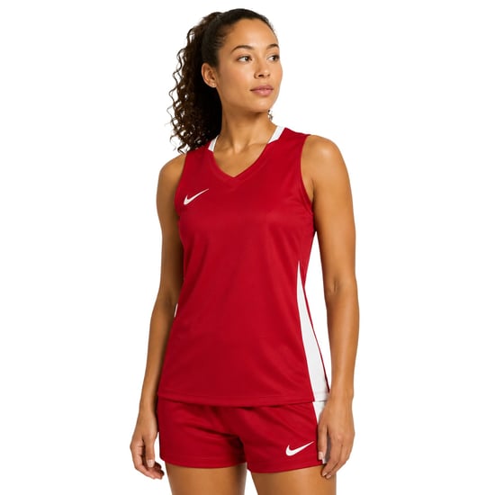 Nike Ärmlös tröja i jersey med kontrastpaneler för damer (Universitetsröd/vit) - Image 3