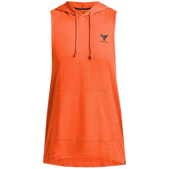 Under Armour Mens Project Rock Payoff Sleeveless Hoodie (Orange) - Image 2