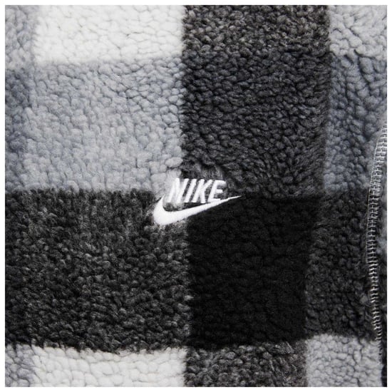 Nike Herrar Vintersäkrad Rutig Mock Neck Fleece Tröja (Svart/Vit) - Image 4