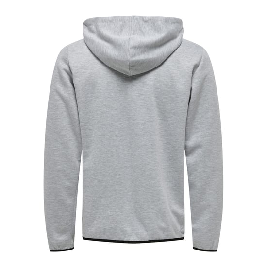 Endast Herrar Kontrastkantad Huva Regular Sweatjacka (Ljusgrå Melange) - Image 2