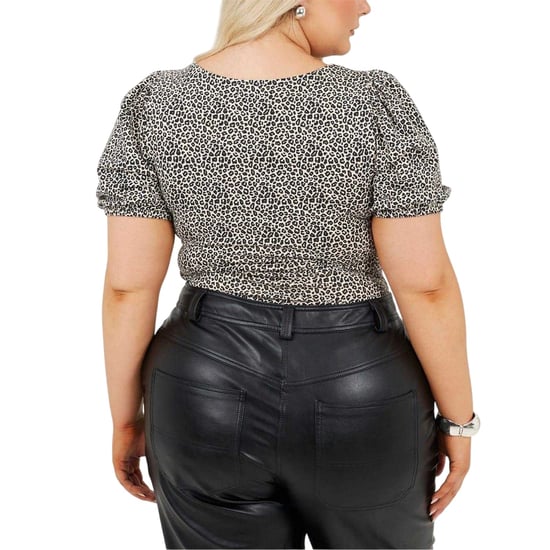 Brave Soul Bodysuit för kvinnor med leopardmönster och puffärmar i storlekarna plus size (Svart/vit) - Image 3