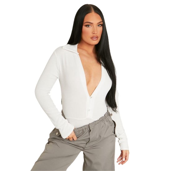 Missy Empire Womens/Ladies Ribbed Fitted Long-Sleeved Bodysuit (Cream) - Image 1