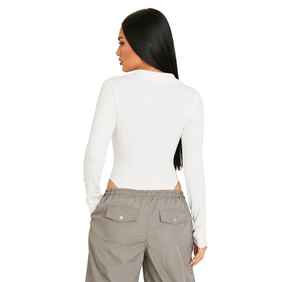 Missy Empire Womens/Ladies Ribbed Fitted Long-Sleeved Bodysuit (Cream) - Image 2