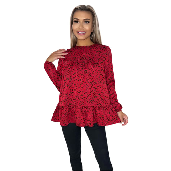AX Paris Dames-smocktop met lange mouwen en print (Rood) - Image 2