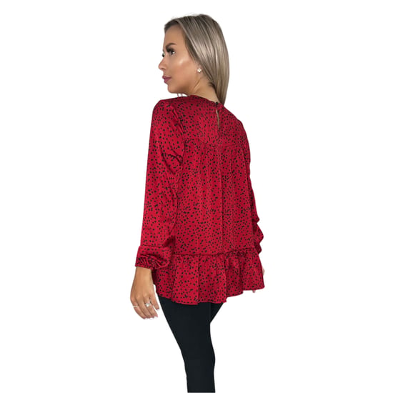 AX Paris Dames-smocktop met lange mouwen en print (Rood) - Image 3