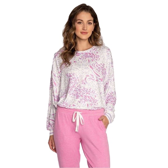 PJ Salvage Dames/Dames Top met lange mouwen en luipaardprint (Gebroken wit) - Image 2
