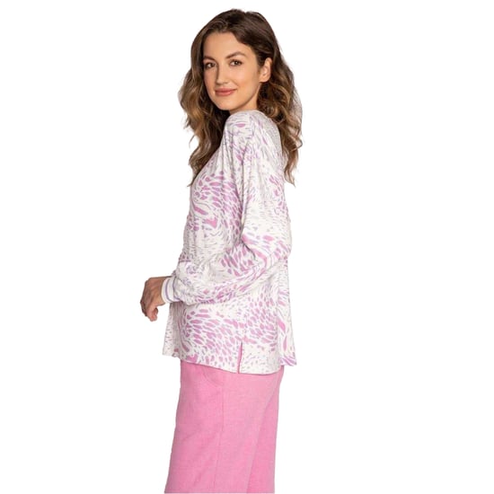 PJ Salvage Dames/Dames Top met lange mouwen en luipaardprint (Gebroken wit) - Image 3