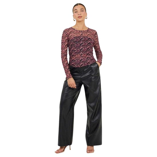 Brave Soul Dames/Dames Abstract Mesh Slim Top (Roze/Zwaar) - Image 1
