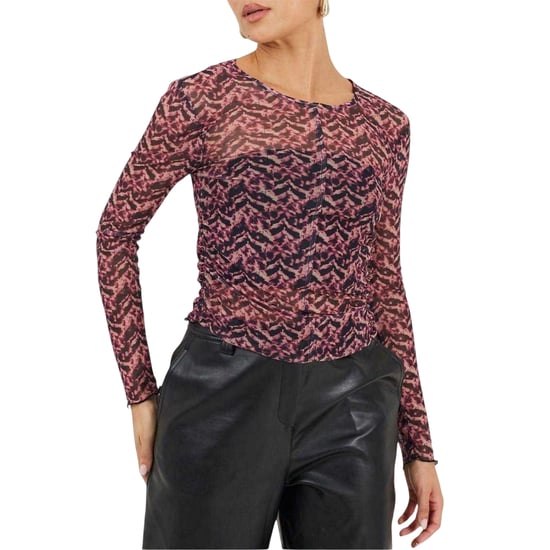 Brave Soul Dames/Dames Abstract Mesh Slim Top (Roze/Zwaar) - Image 2