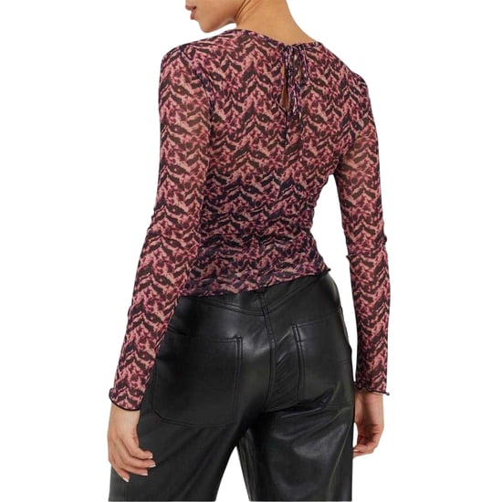 Brave Soul Dames/Dames Abstract Mesh Slim Top (Roze/Zwaar) - Image 3