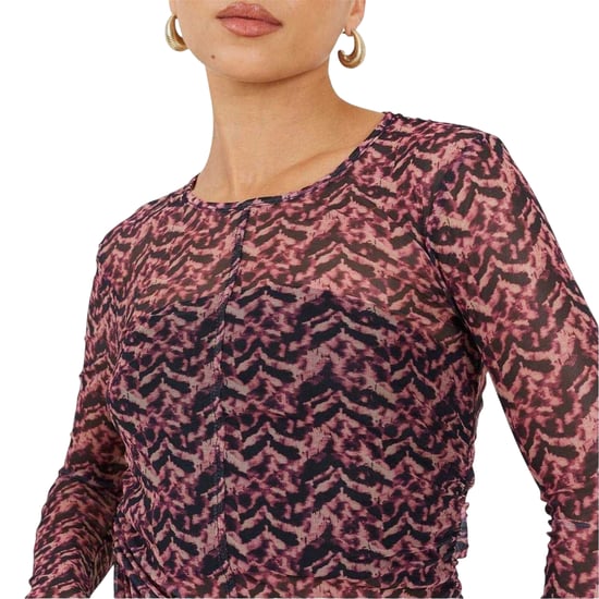 Brave Soul Dames/Dames Abstract Mesh Slim Top (Roze/Zwaar) - Image 4