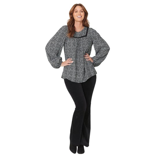 Be You Dames/Dames Bloemen Viscose Ballonmouwen Blouse met Jukhals (Zwart/Crème) - Image 1
