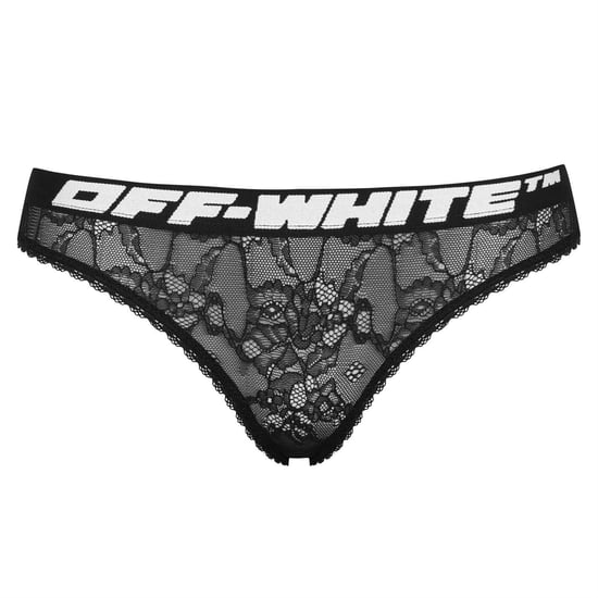 Off White Dames/Dames Floral Lace Briefs (Zwart) - Image 1