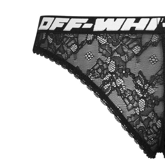 Off White Dames/Dames Floral Lace Briefs (Zwart) - Image 4