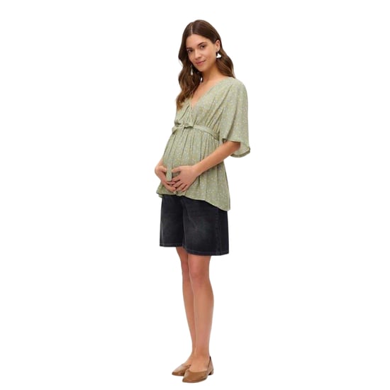 Mamalicious Zwangerschaps-wikkelblouse met bloemenpatroon voor dames (Thee) - Image 1
