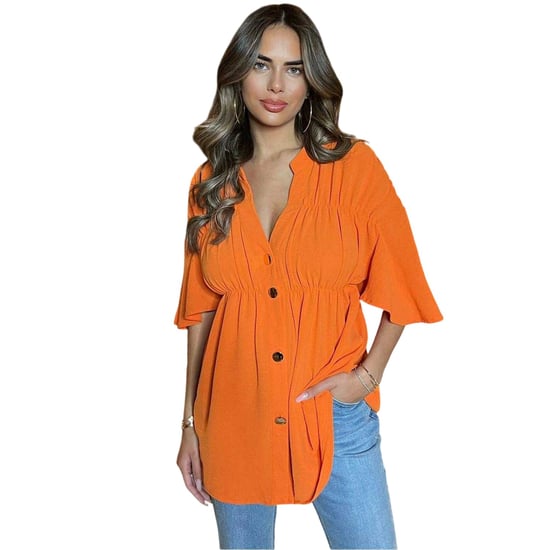 AX Paris Dames/Dames V Hals Smock Top met Ruches (Oranje) - Image 2