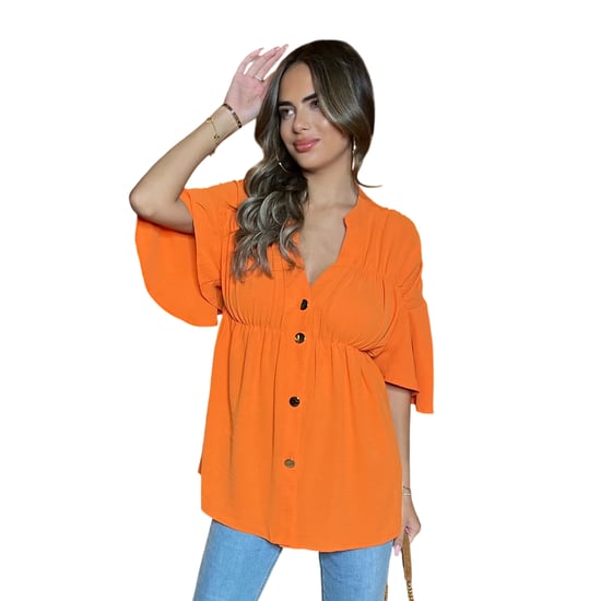 AX Paris Dames/Dames V Hals Smock Top met Ruches (Oranje) - Image 3