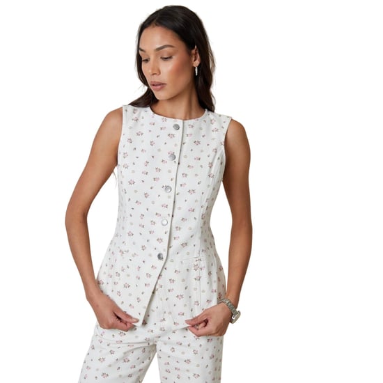 Threadbare Dames/Dames gebloemd patroon mouwloze vest top (Witte afdrukken) - Image 2