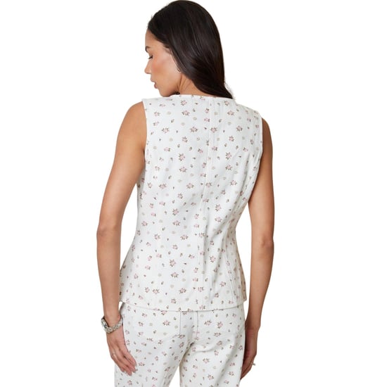 Threadbare Dames/Dames gebloemd patroon mouwloze vest top (Witte afdrukken) - Image 3