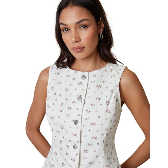 Threadbare Dames/Dames gebloemd patroon mouwloze vest top (Witte afdrukken) - Image 4