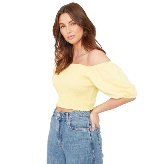 Be You Dames/Dames Off Shoulder Regular Puff Sleeve Crop Top (Citroen) - Image 4