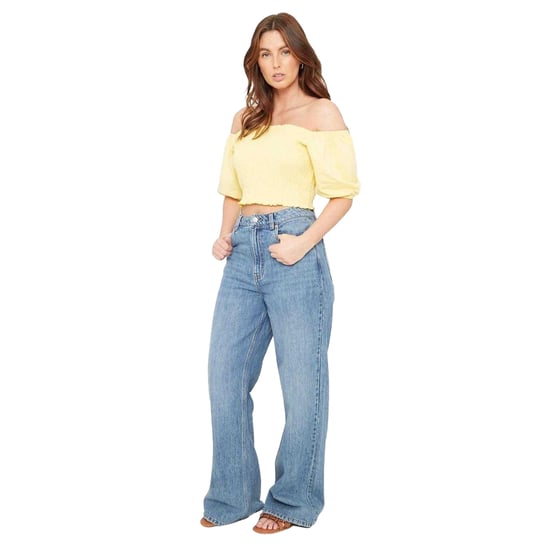 Be You Dames/Dames Off Shoulder Regular Puff Sleeve Crop Top (Citroen) - Image 5