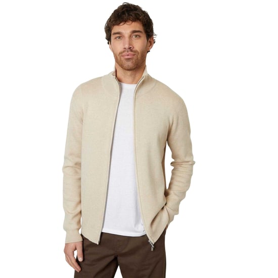 Threadbare Wynnstay gebreid herenvest met doorlopende ritssluiting (Havermelk) - Image 4
