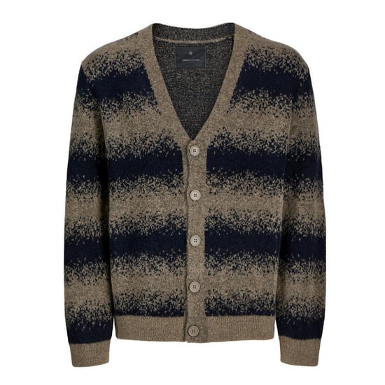 Jack And Jones Heren Gestreept Grof Gebreid Relaxed Fit Vest (Grijs) - Image 2