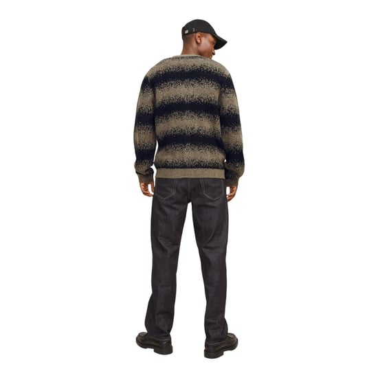 Jack And Jones Heren Gestreept Grof Gebreid Relaxed Fit Vest (Grijs) - Image 3