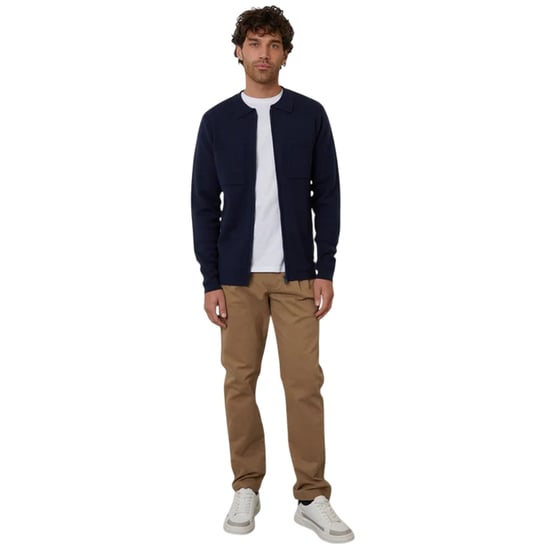 Threadbare Gebreid herenvest met ritssluiting aan de voorkant (Marine) - Image 1