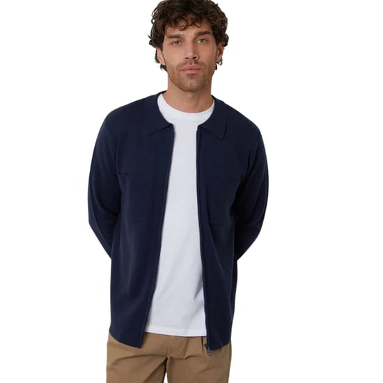 Threadbare Gebreid herenvest met ritssluiting aan de voorkant (Marine) - Image 2