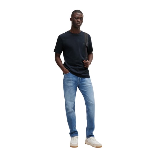 Boss Mens Orange Premium Cotton T-Shirt (Navy) - Image 1