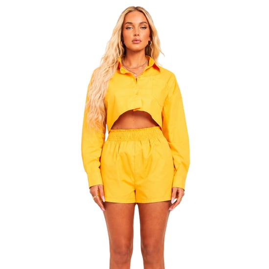 Missy Empire Womens/Ladies Cotton Cropped Long-Sleeved Shirt (Orange) - Image 2