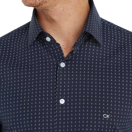 Calvin Klein Heren Microprint Poplin Slim Fit Langarmshirt (Blauw) - Image 3