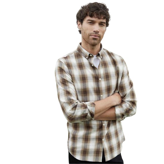 Threadbare Geruit herenoverhemd (Chocolade) - Image 2